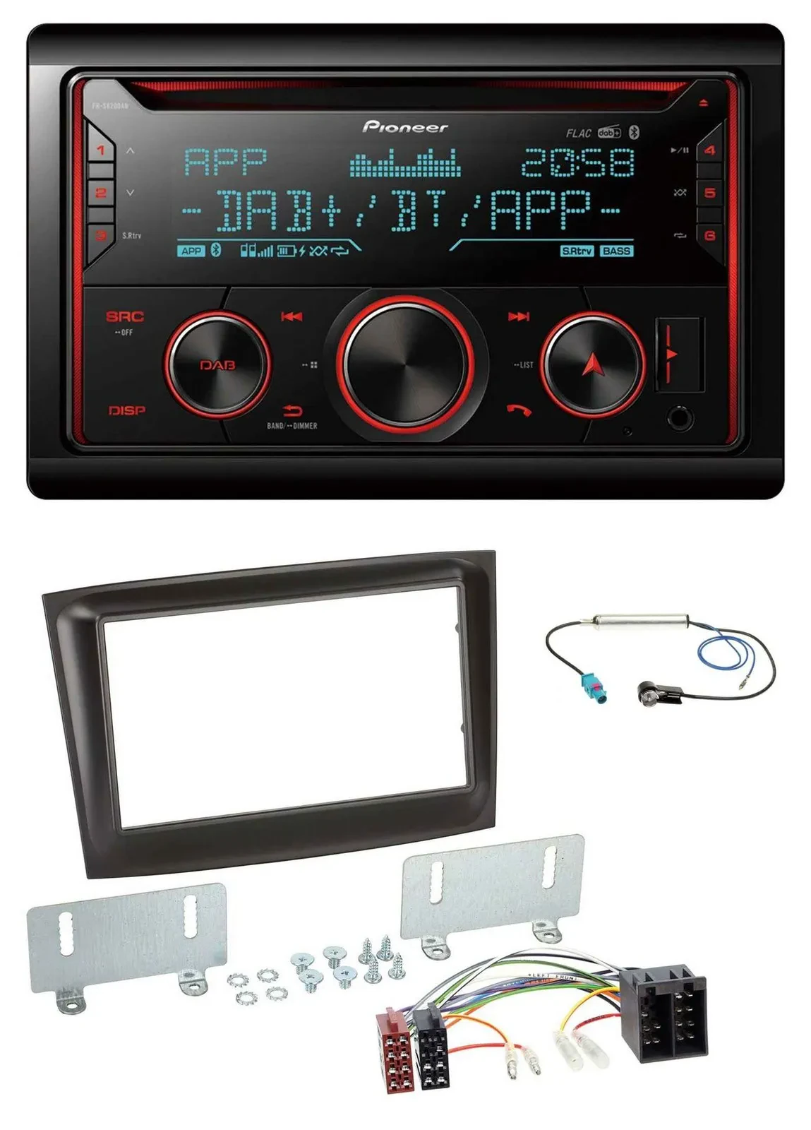 Автомагнитола Pioneer 2-DIN DAB MP3 Bluetooth USB CD для Fiat Doblo (с 2015), черный
