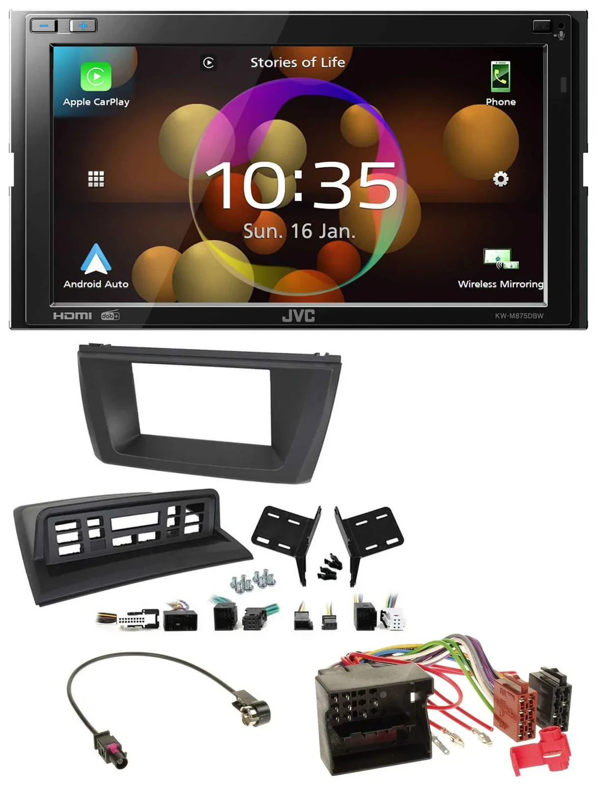 JVC DAB MP3 2DIN Bluetooth USB Autoradio für BMW X3 E83 2004-2010 mittig