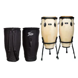 Конги Fame Audio (набор, 2 шт.) 11"/12", натуральное дерево, чёрная фурнитура, настраиваемые мембраны Nappa