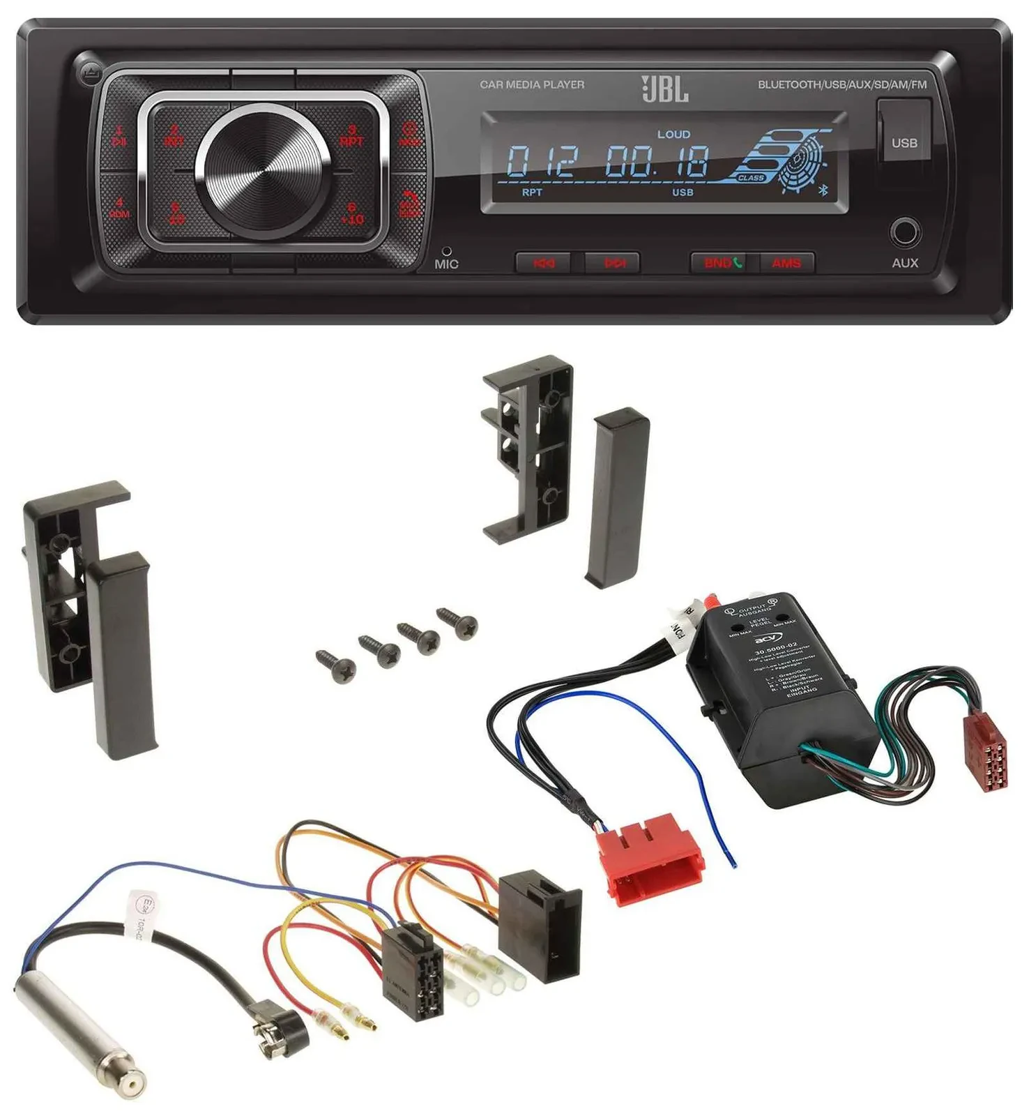 Автомагнитола JBL SD/AUX/MP3/USB/Bluetooth для Audi A2, A3 8L, A6 C5, A4 B5 (совместима с Bose Active)