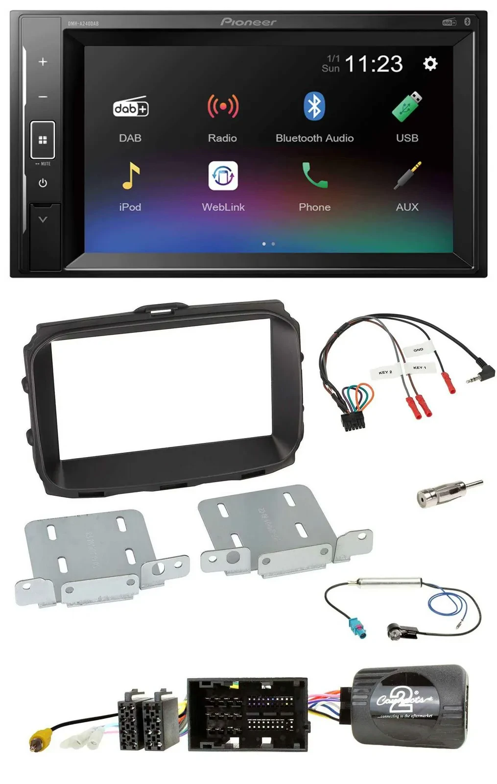Автомагнитола Pioneer 2DIN, DAB, Bluetooth, USB, поддержка управления на руле для Alfa Romeo Giulietta 2013–2021