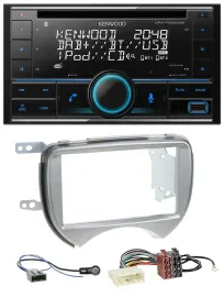 Автомагнитола для Nissan Micra 2010–2013 Kenwood 2-DIN CD DAB USB MP3 Bluetooth серебристая