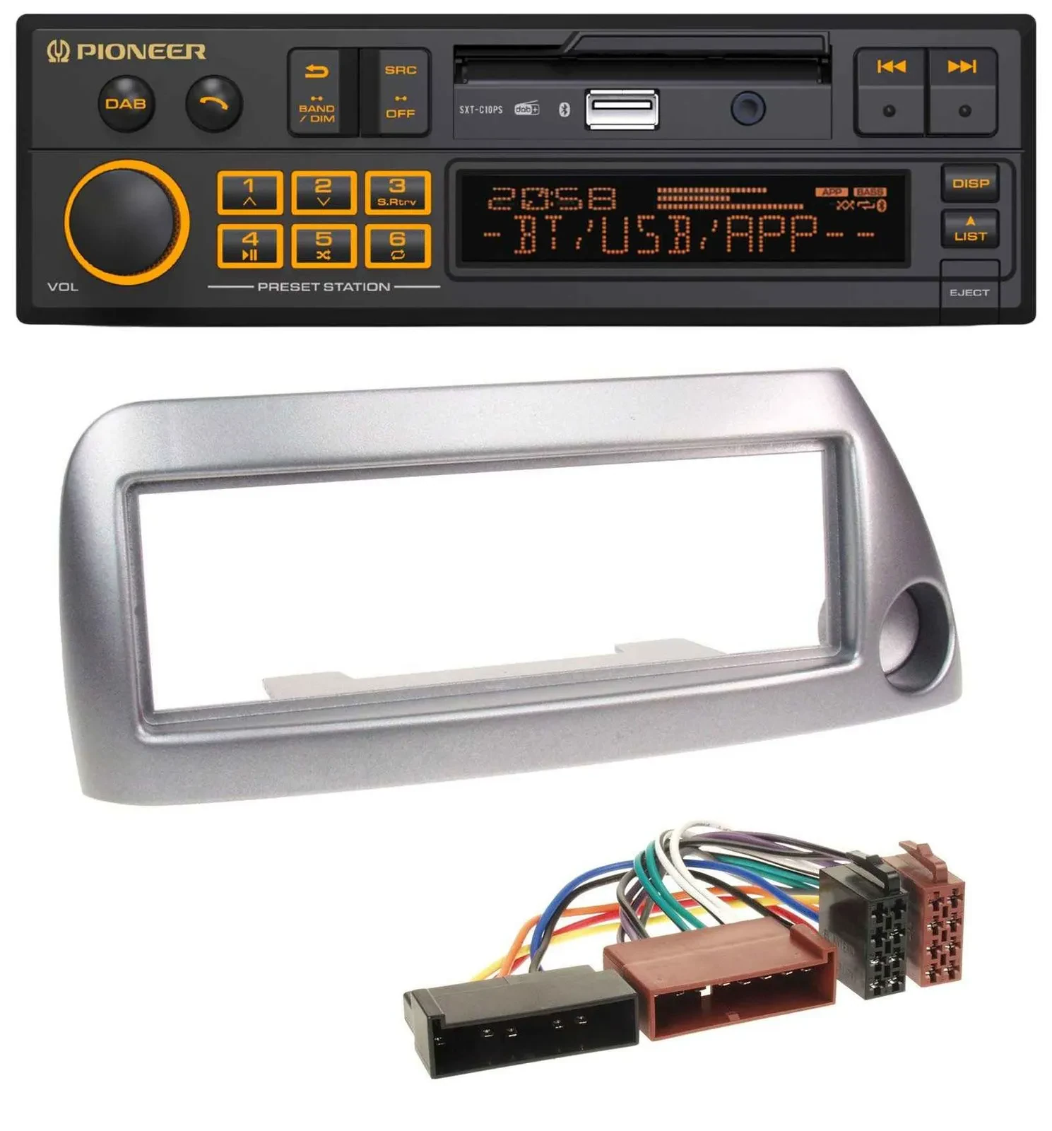 Pioneer DAB MP3 USB Bluetooth Autoradio für Ford Ka bis 2008 silber-metallic