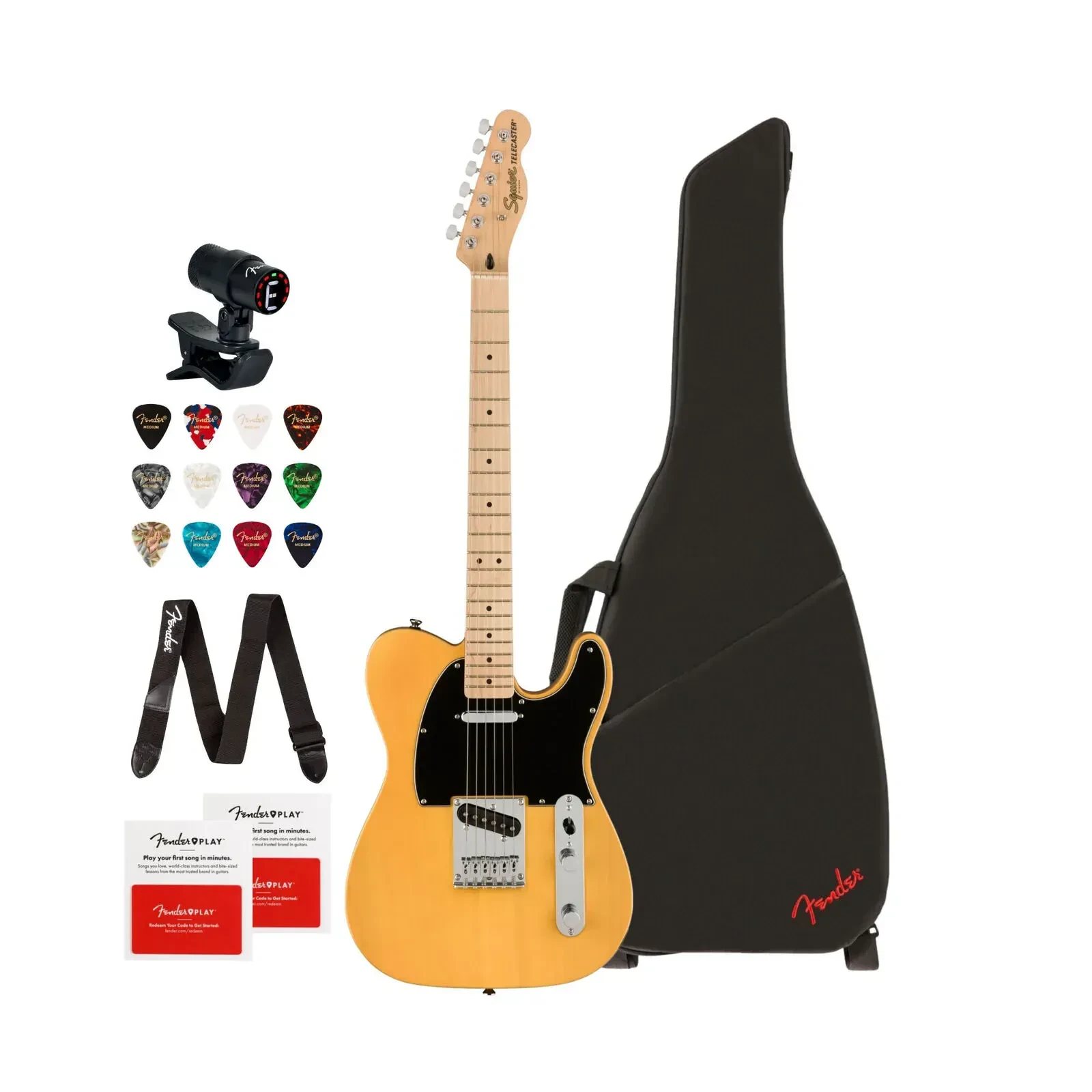 Fender Squier Affinity Series Telecaster Electric Guitar Yellow Bundle