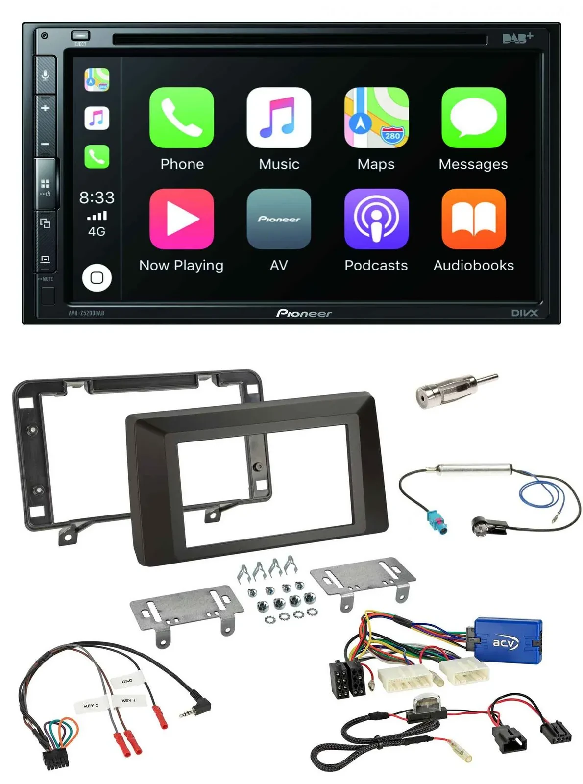 Pioneer DVD 2DIN Lenkrad DAB Bluetooth USB Autoradio für Dacia Duster ab 2021