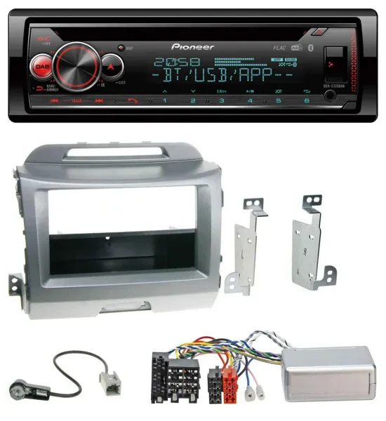 Pioneer Lenkrad DAB CD Bluetooth USB Autoradio für Kia Sportage 3 2010-15 silber
