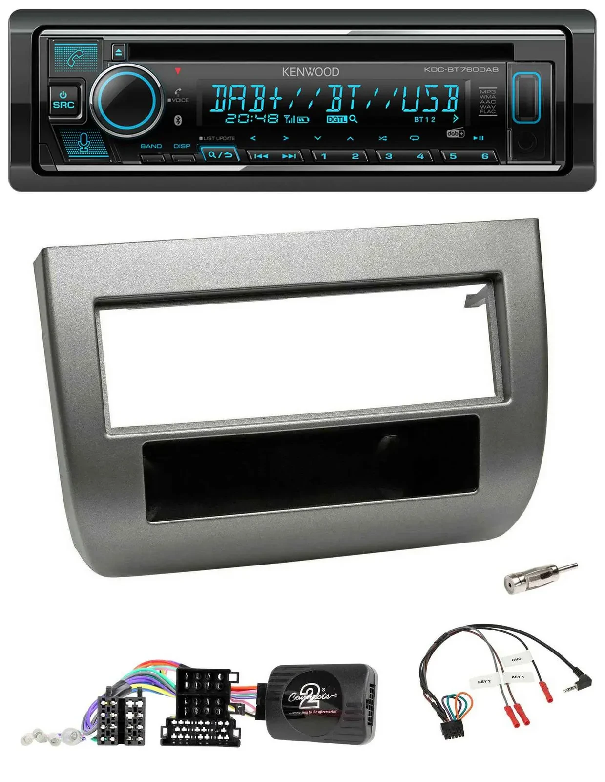 Kenwood Lenkrad Bluetooth DAB USB CD Autoradio für Lancia Y 843 2005-2011 anthra