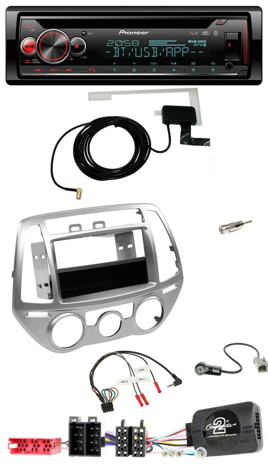 Pioneer DAB CD Lenkrad USB Bluetooth Autoradio für Hyundai i20 2012-2014 silber