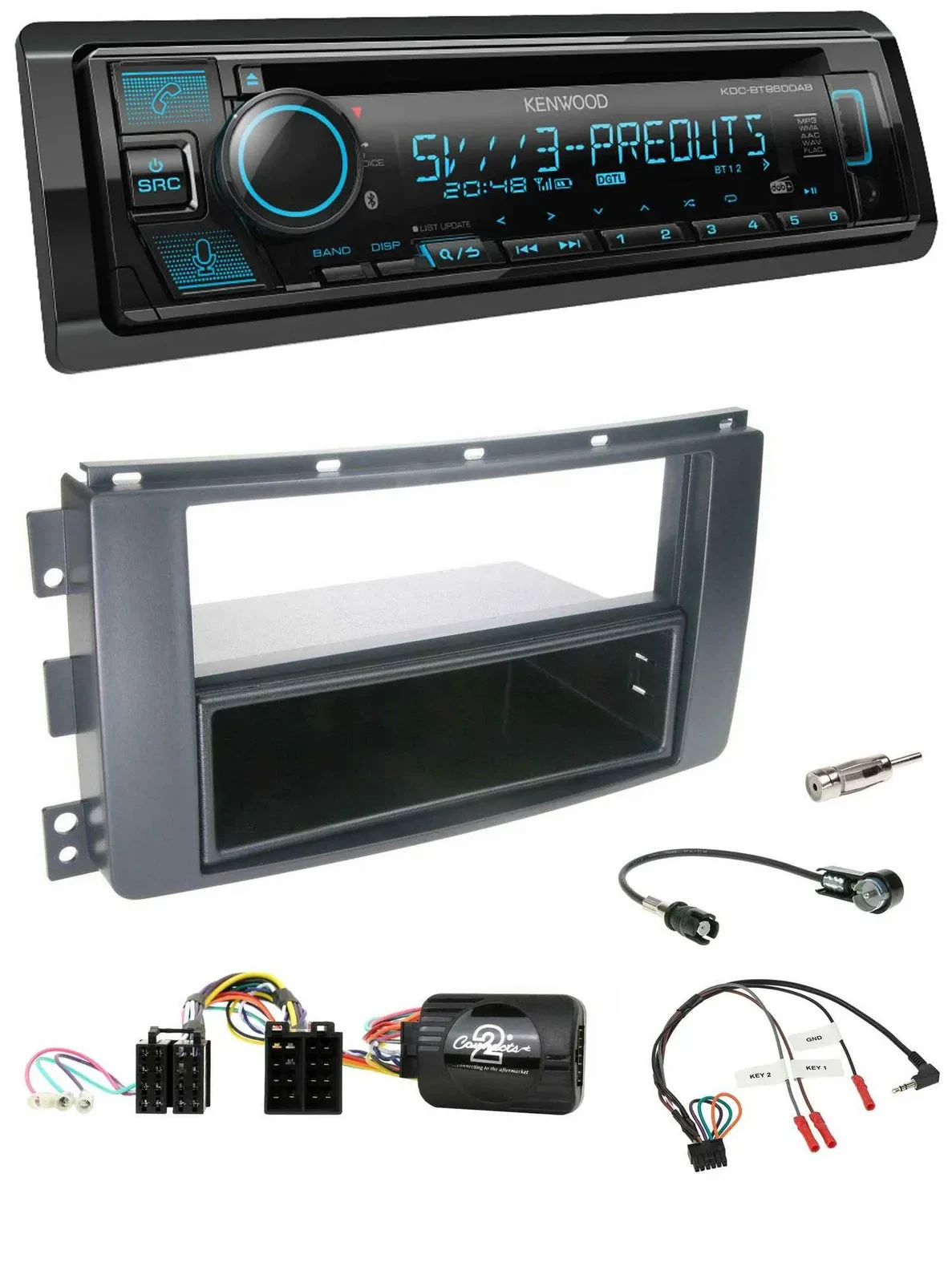 Автомагнитола для Smart ForFour 2004–2006 Kenwood Bluetooth, USB, CD, DAB, черная