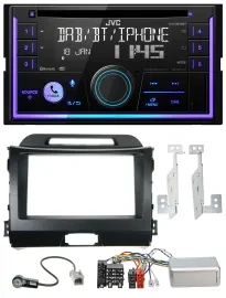 JVC Lenkrad USB 2DIN DAB Bluetooth CD Autoradio für Kia Sportage III 10-15 schwa