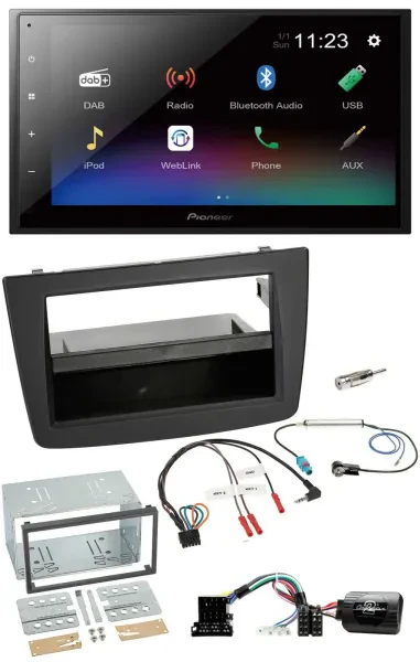 Pioneer USB Bluetooth DAB 2DIN Lenkrad Autoradio für Alfa Romeo Mito 08-14 schwa