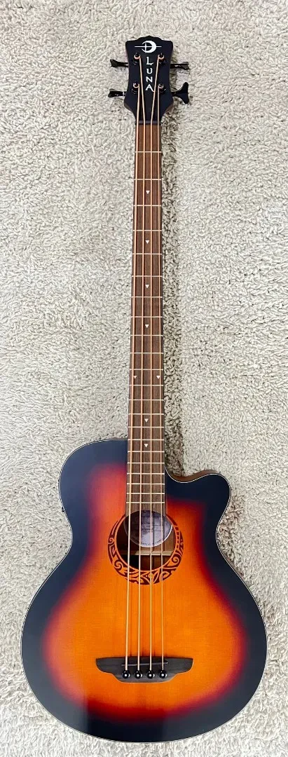 Бас-гитара акустическая Luna Guitars LAB34TRIBALTSB Tribal Tobacco Sunburst