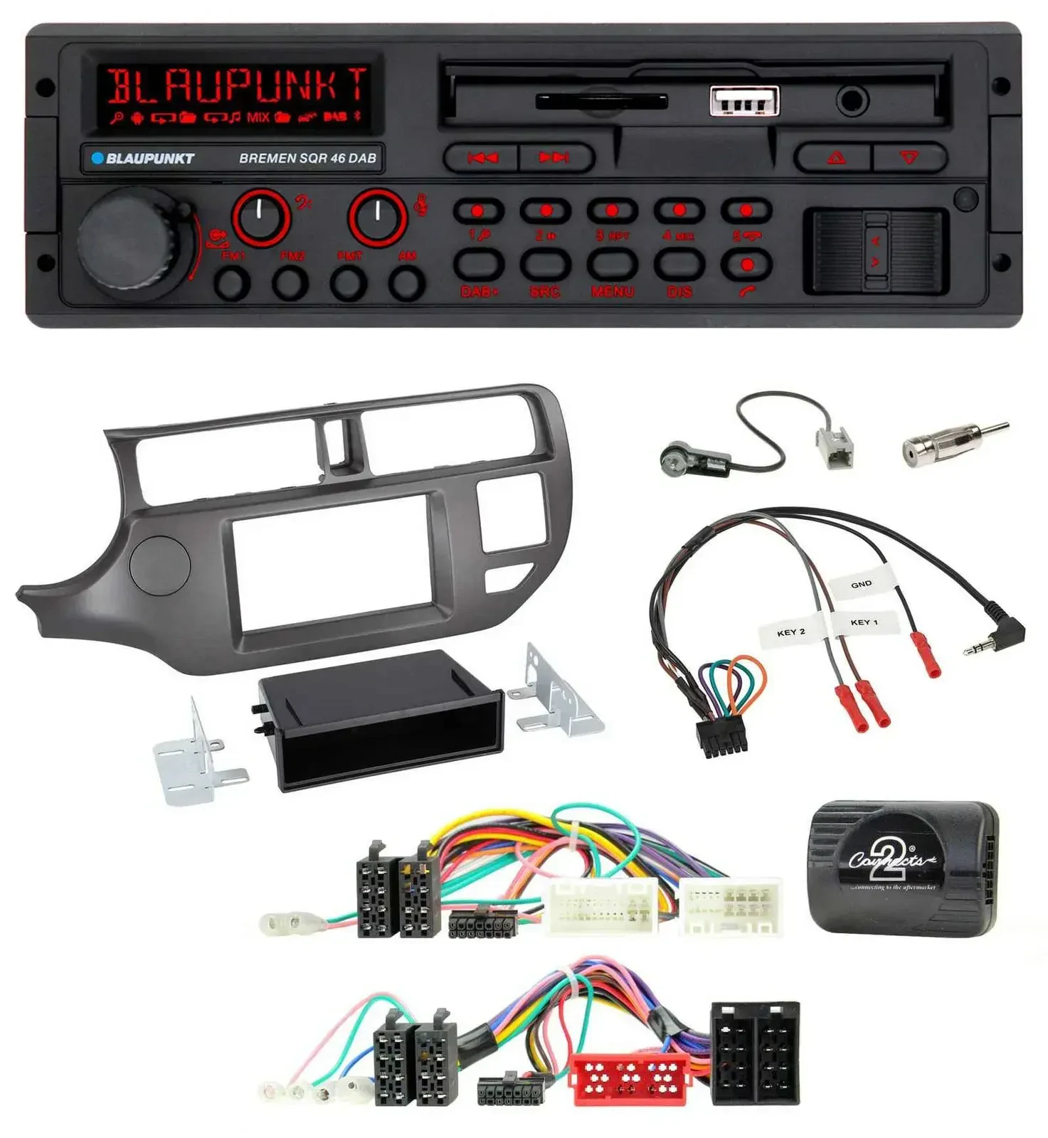 Blaupunkt SD Lenkrad USB Bluetooth DAB Autoradio für Kia Rio UB 2011-2015 anthra