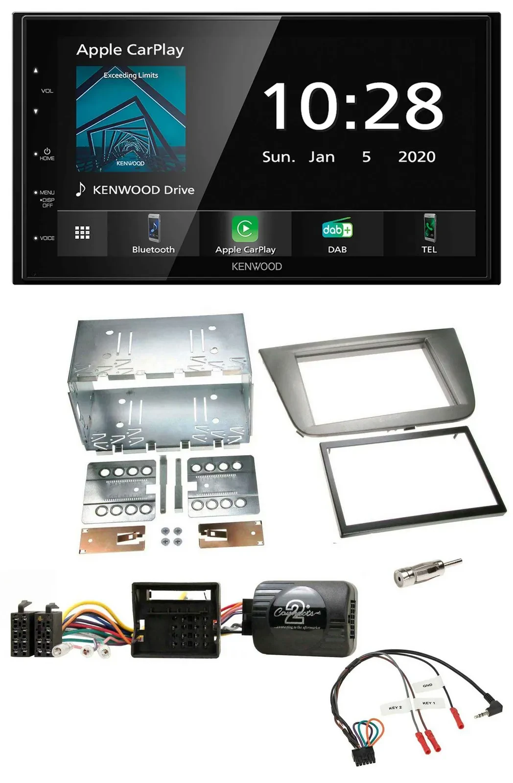 Kenwood Bluetooth Lenkrad DAB USB 2DIN Autoradio für Seat Altea Altea XL Toledo