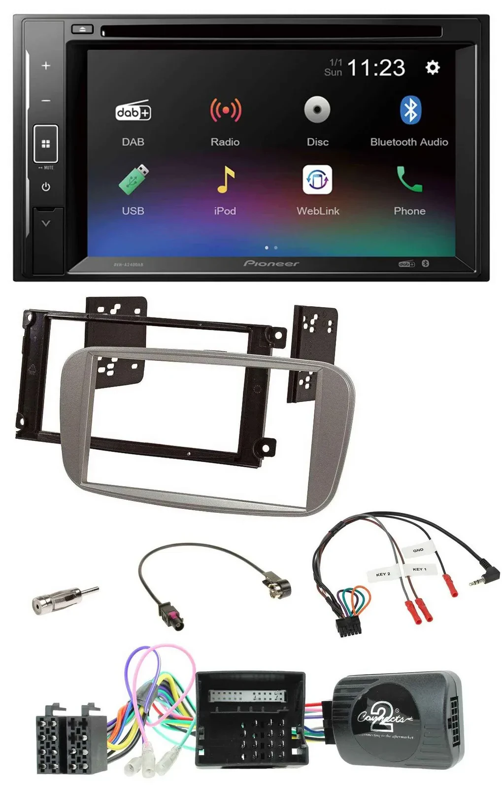 Автомагнитола Pioneer 2DIN Bluetooth USB DAB DVD для Ford C‑Max/Galaxy/Focus