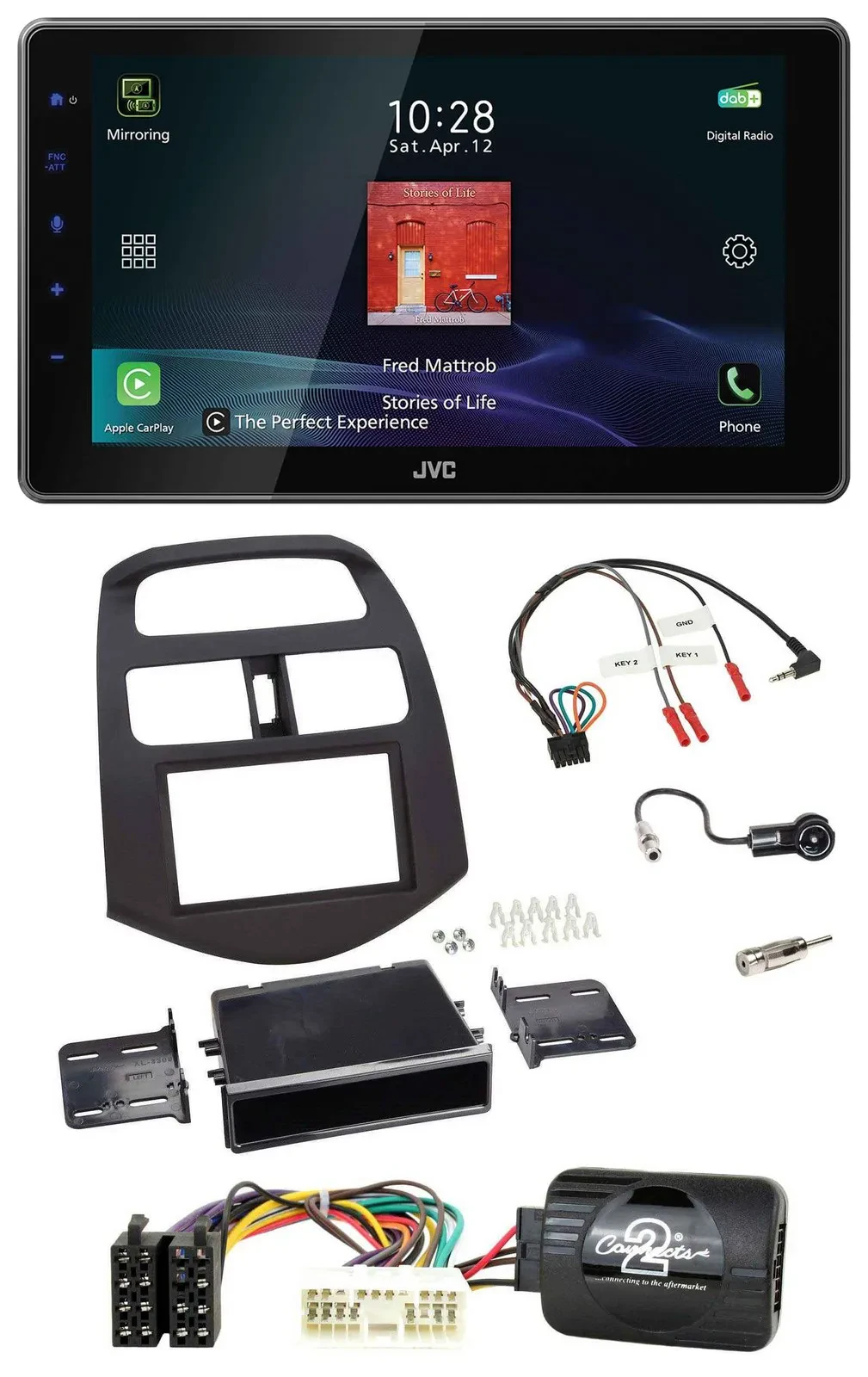 JVC DAB Lenkrad Bluetooth USB Autoradio für Chevrolet Spark KLM 2012-2013