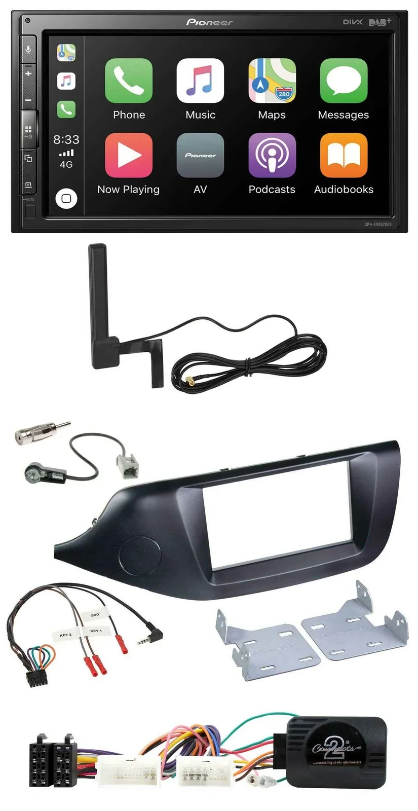 Автомагнитола Pioneer 2DIN USB Bluetooth DAB для Kia Ceed (с 2012) черная