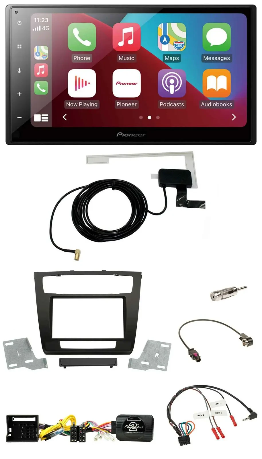 Автомагнитола для BMW 1 Series (E81/E82) Pioneer 2DIN USB Bluetooth DAB, совместимая с кнопками на руле, для авто с климат-контролем