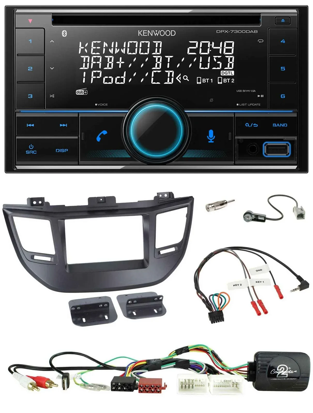 Kenwood CD 2DIN DAB USB Lenkrad Bluetooth Autoradio für Hyundai Tucson 15-20 sch