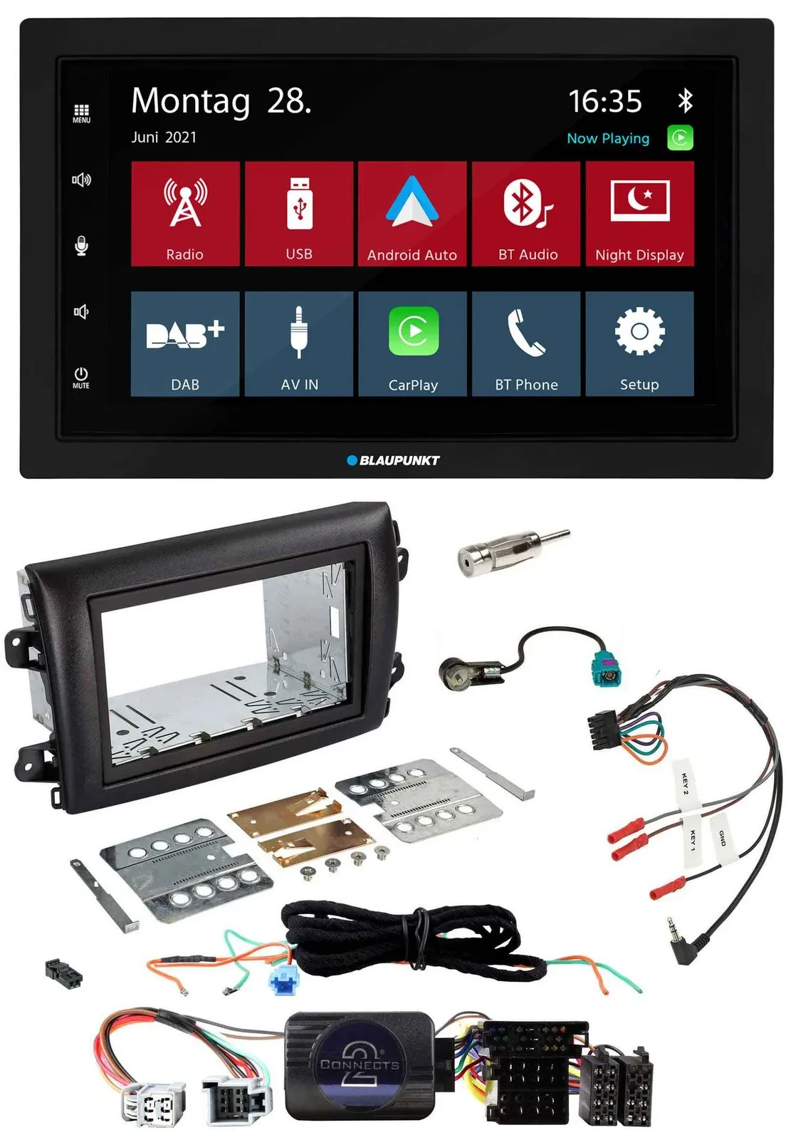 Blaupunkt Lenkrad Bluetooth DAB 2DIN USB Autoradio für Fiat Ducato Serie 8 ab 20