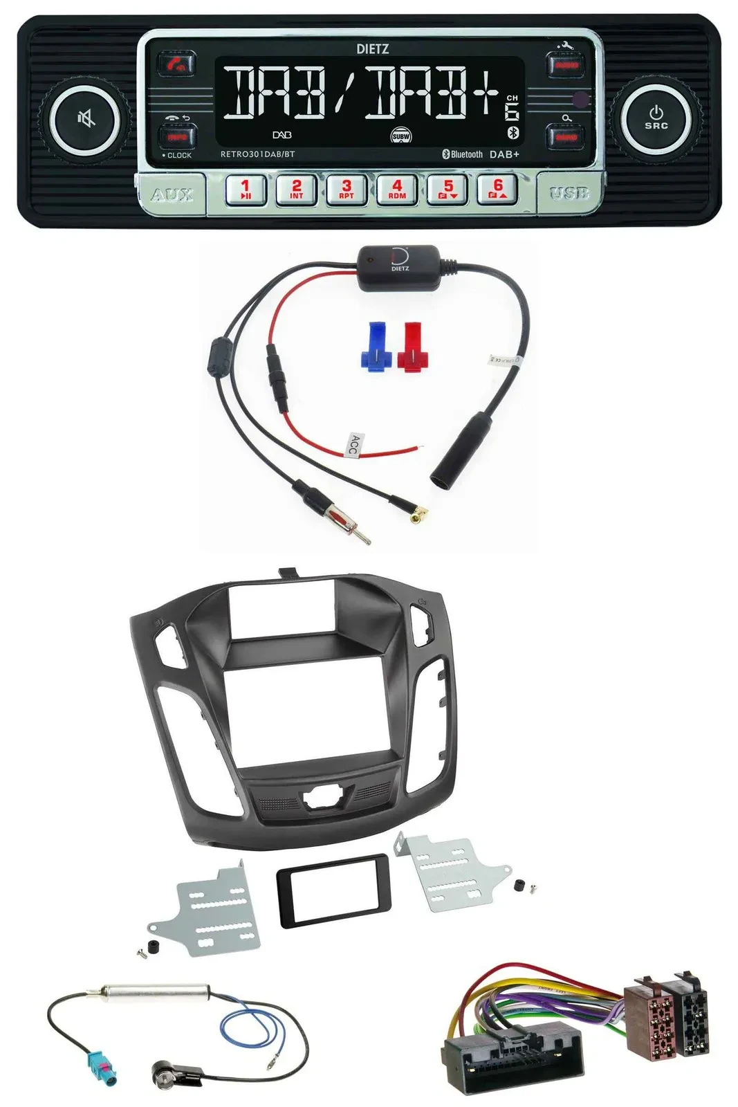 Dietz MP3 DAB Bluetooth USB Autoradio für Ford Focus (DYB, 2011-2014)