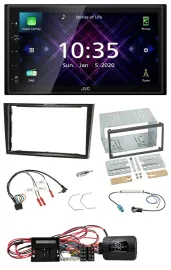 Автомагнитола JVC 2DIN, DAB, Bluetooth, USB, для Opel Corsa D (2009–2014), черный глянец