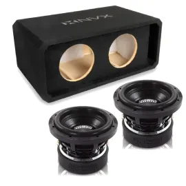 NVX NE82P Dual 8" Slot Ported 3/4" MDF Subwoofer Enclosure w/ Car Subwoofer