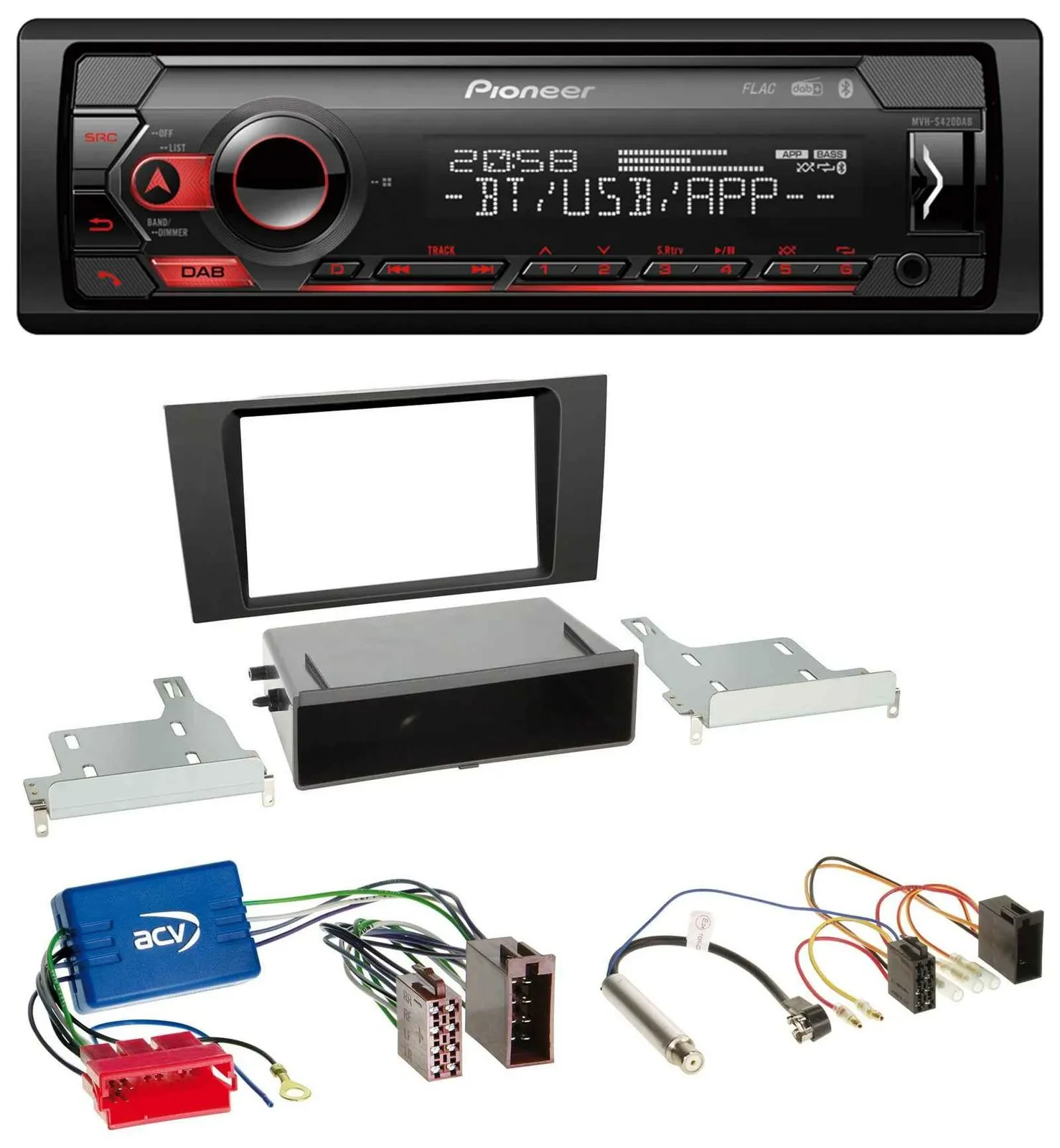 Pioneer MP3 USB DAB Bluetooth Autoradio für Audi A4 B5 99-01 Symphony Aktivsyste