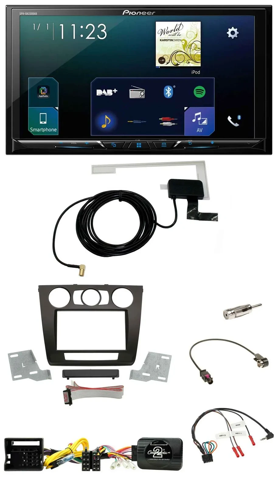 Автомагнитола для BMW 1 Series E87/E88 Pioneer 2DIN DAB USB Bluetooth с поддержкой кнопок на руле