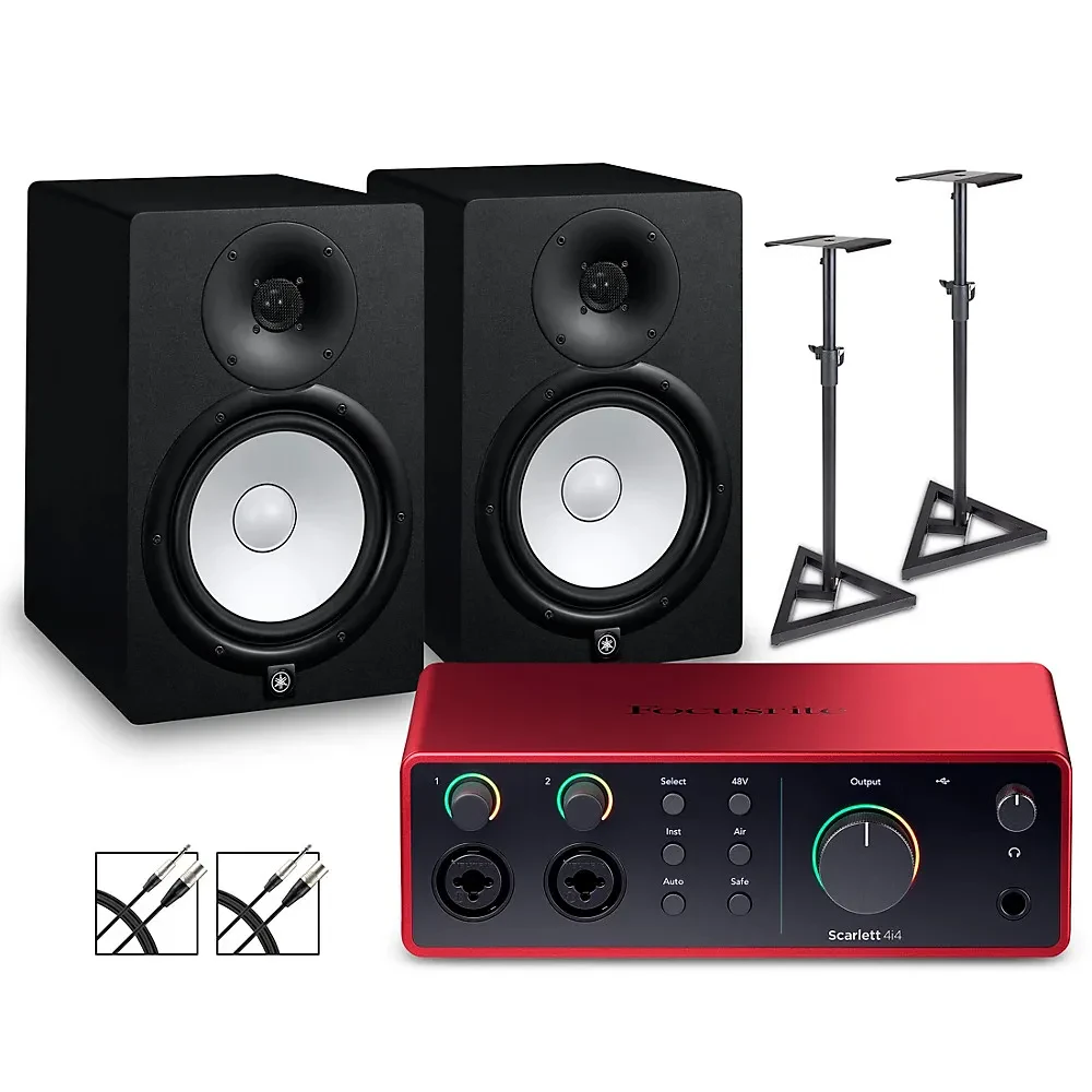 Focusrite Scarlett 4i4 Gen 4 - Yamaha HS Studio Monitors/Stands/Cables HS8