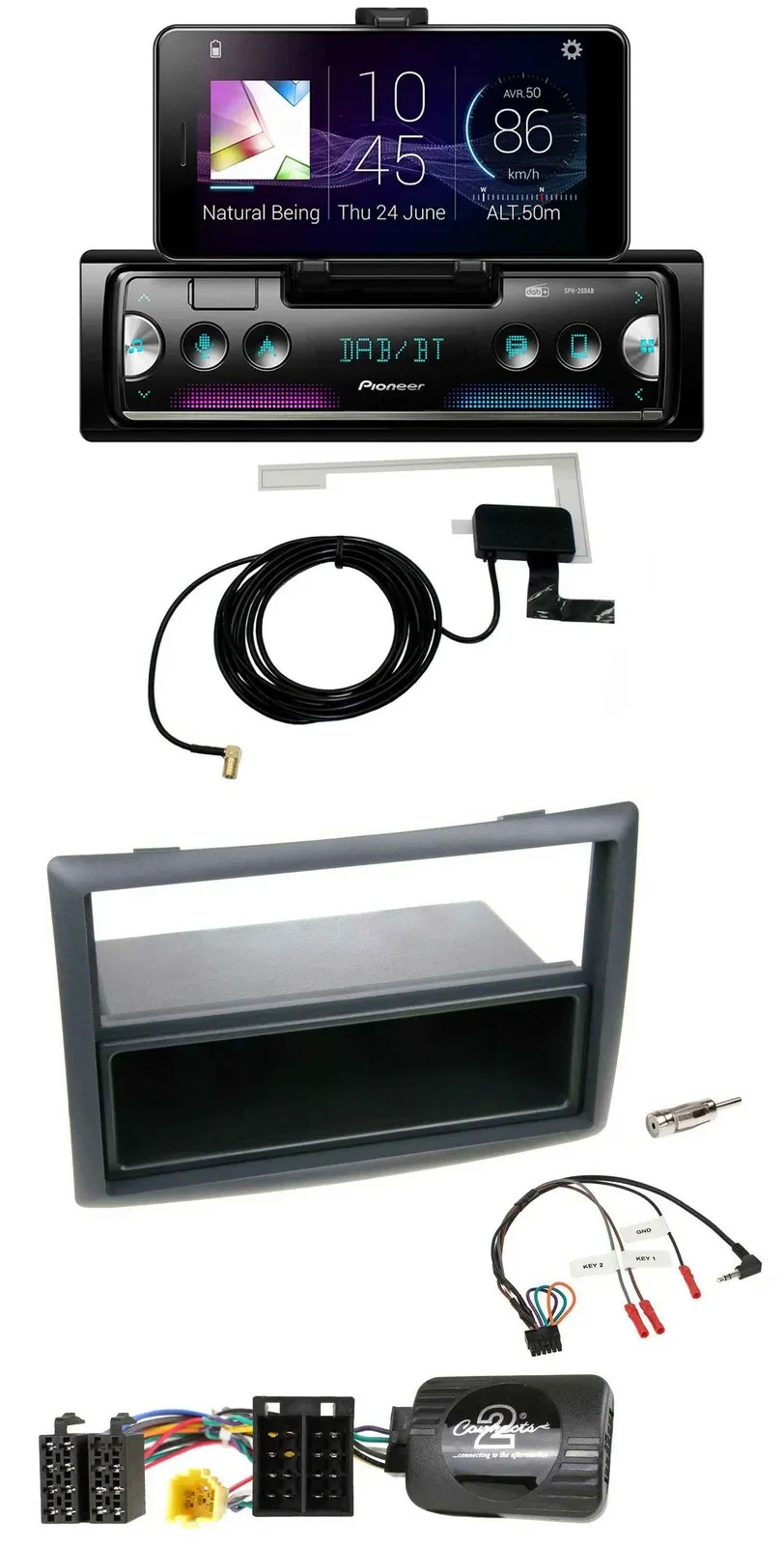 Автомагнитола Pioneer DAB, Bluetooth, USB, для Renault Megane 2007–2008, черный