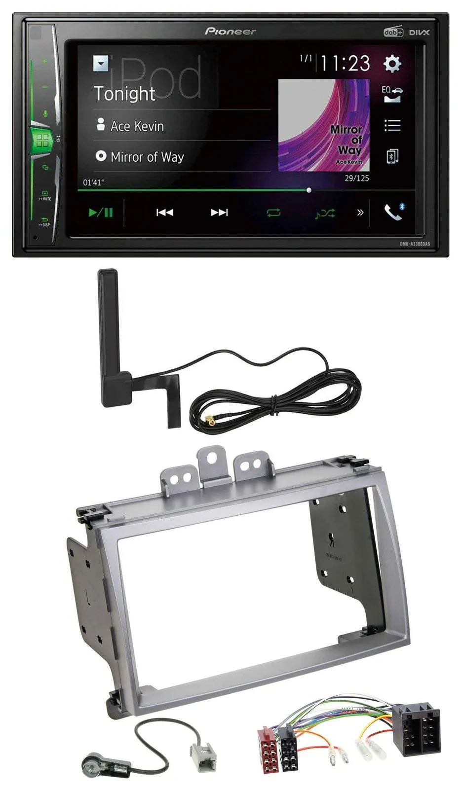 Автомагнитола для Hyundai i20 (2009–2012) Pioneer 2 DIN, MP3, DAB, AUX, Bluetooth, серебристая