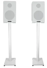 Pair Rockville RockShelf 58W White 5.25" Home Bookshelf Speakers w/37" Stands