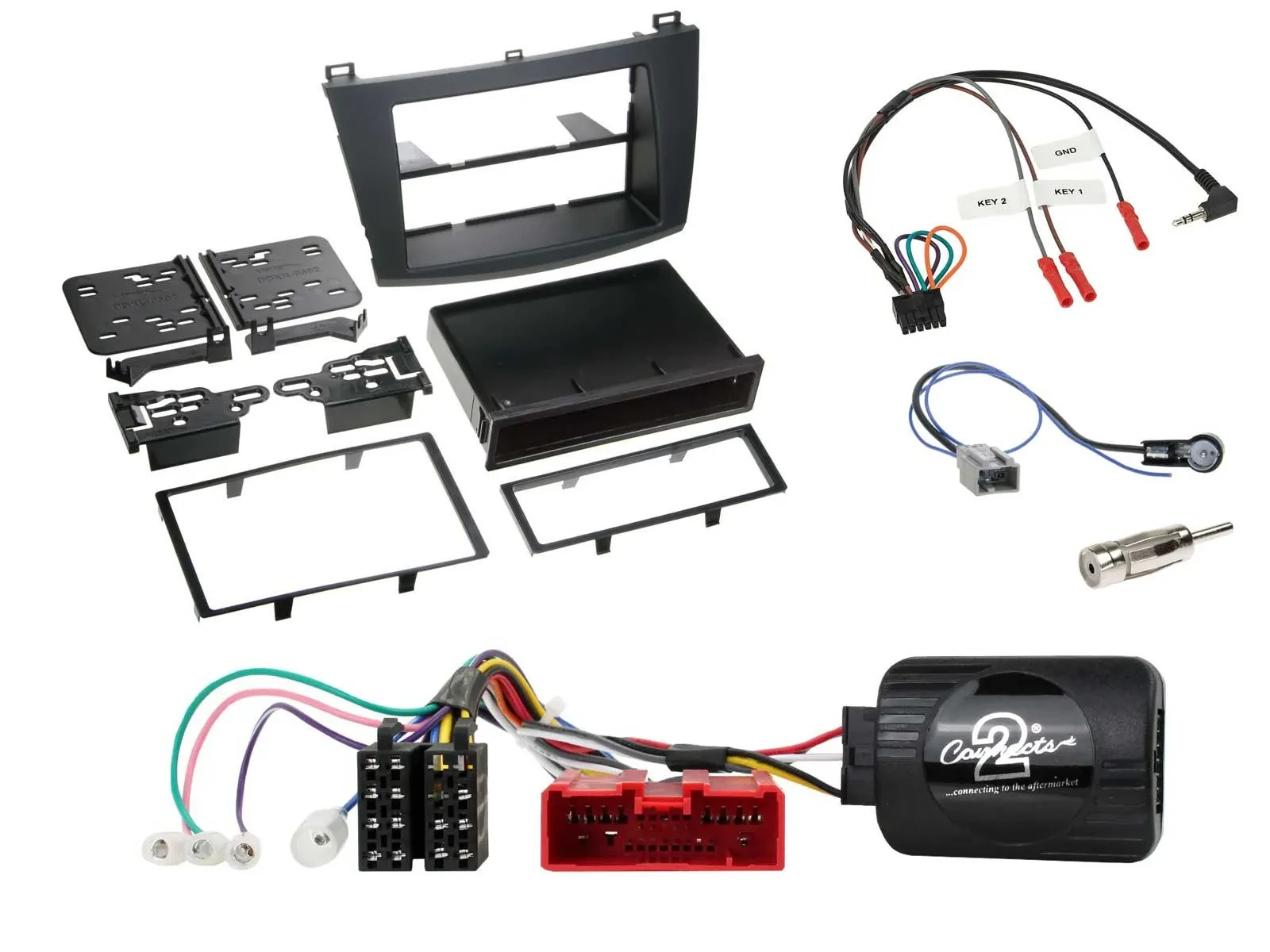 Einbauset Lenkradadapter Doppel DIN Autoradio für Mazda 3 09-13 analog