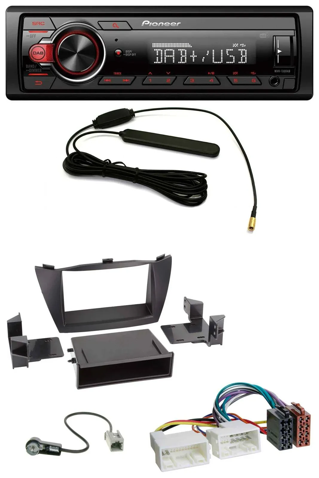 Автомагнитола Pioneer 1DIN, MP3, DAB, AUX, USB для Hyundai Tucson (2010–2015)