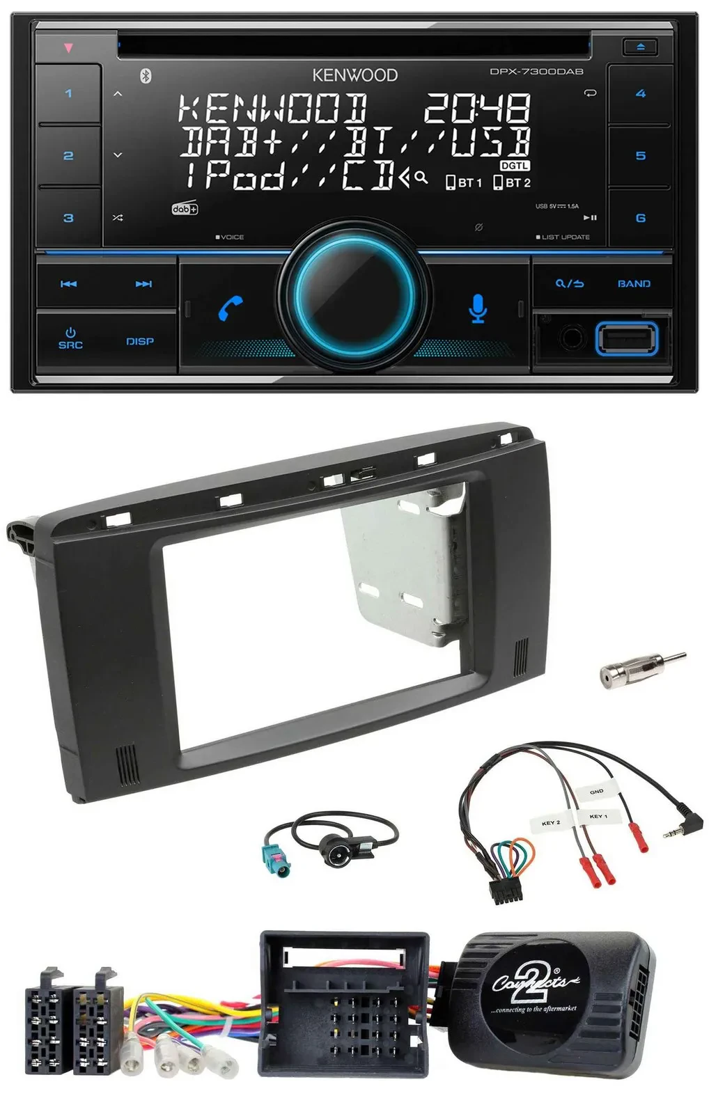 Kenwood CD 2DIN DAB USB Lenkrad Bluetooth Autoradio für Mercedes SLK 08-11 R171