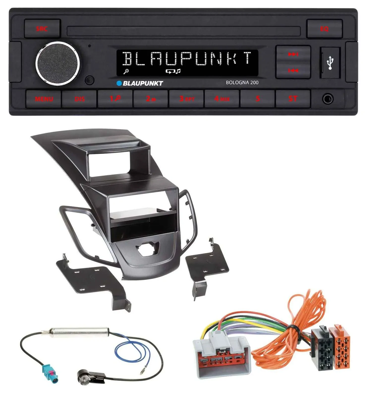 Blaupunkt MP3 AUX USB 1DIN Autoradio für Ford Fiesta 08-10 Display schwarz