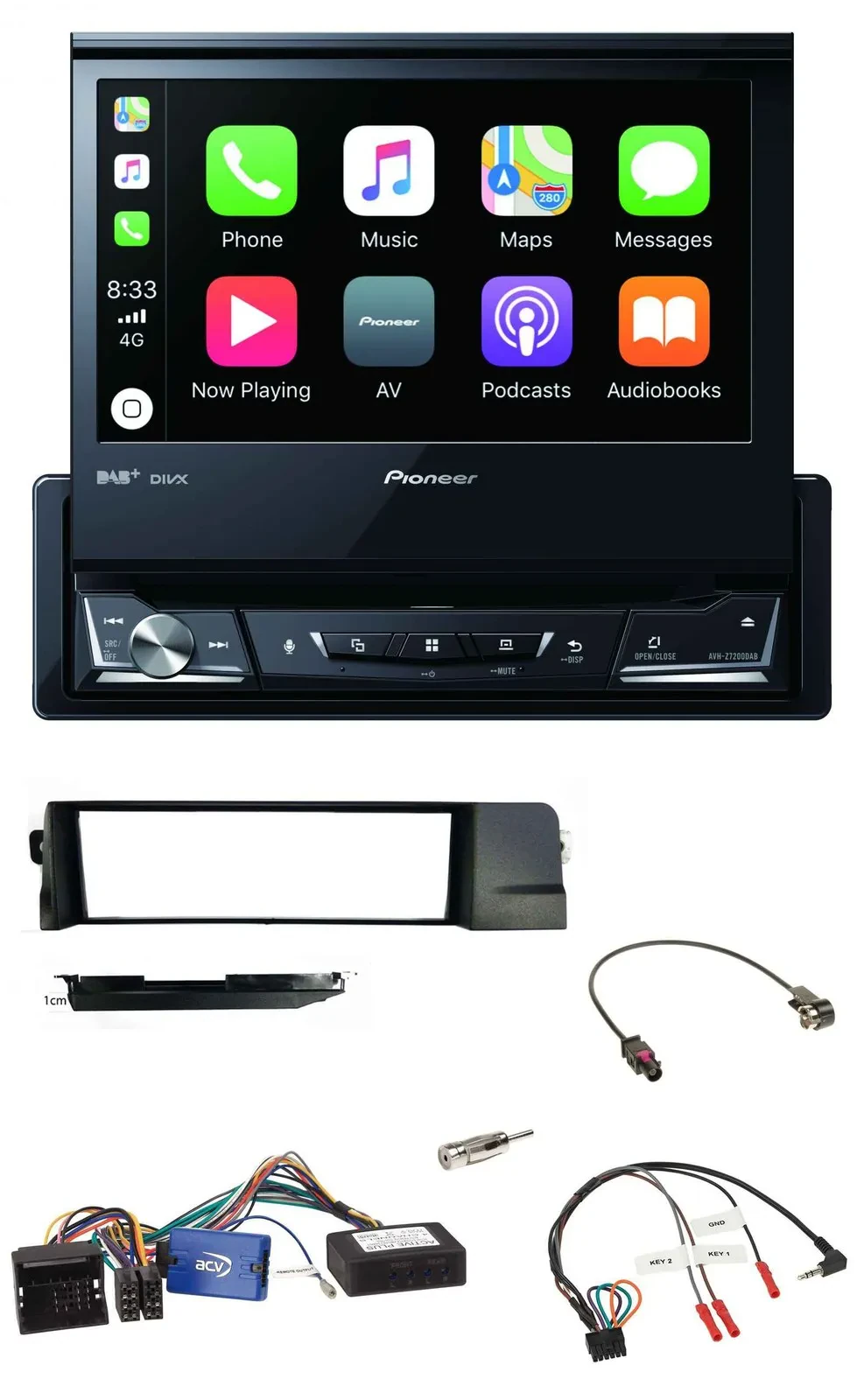 Pioneer DVD Bluetooth DAB USB Lenkrad Autoradio für BMW 3er 01-07 E46 schwarz HQ