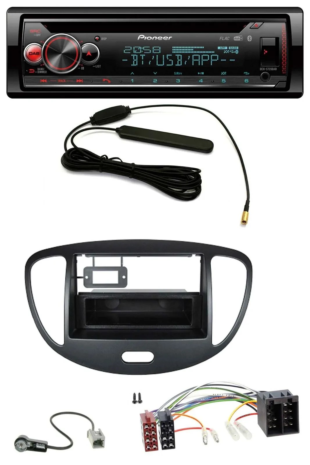 Pioneer USB DAB MP3 Bluetooth CD Autoradio für Hyundai i10 (2008-2013) schwarz