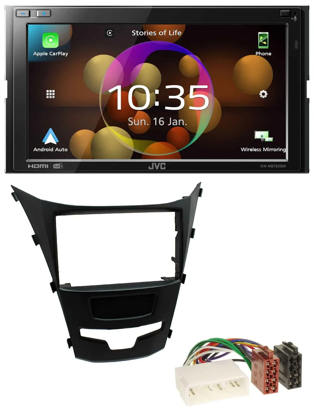 JVC DAB MP3 2DIN Bluetooth USB Autoradio für SSangYong Korando ab 2013