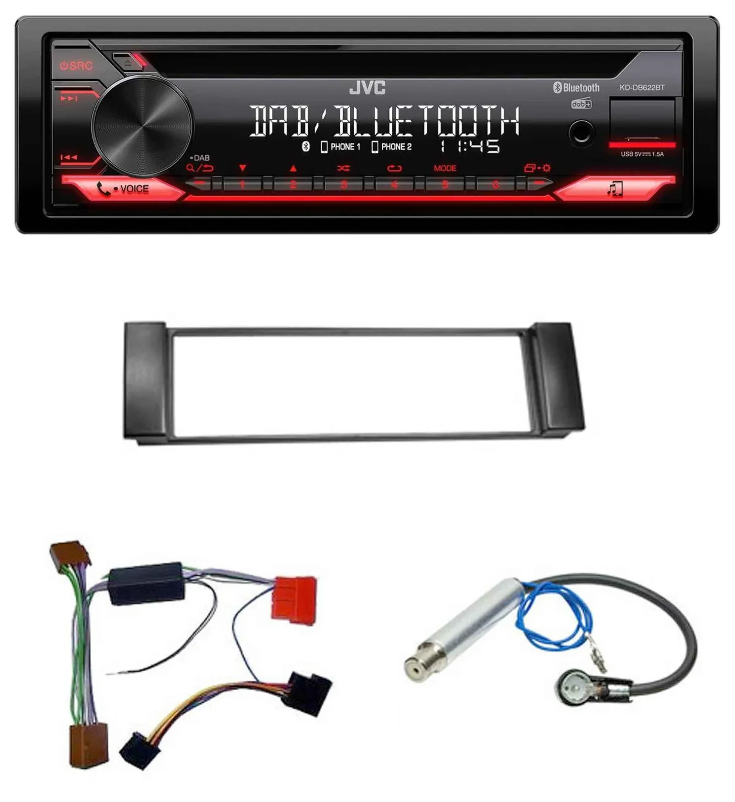 JVC CD DAB USB Bluetooth MP3 Autoradio für Audi A3 8L 00-03 A6 C5 00-04 Aktivsys