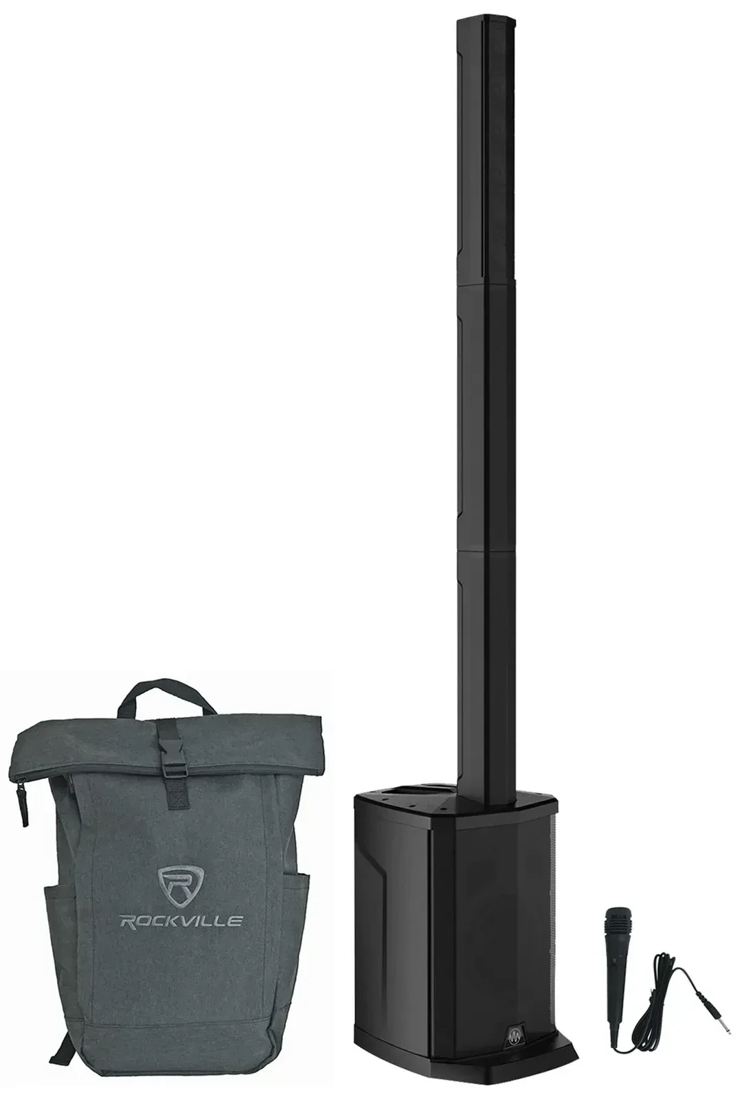 Портативная акустическая система для DJ/PA Gemini WPX-2000 1200W, 8" сабвуфер, линейный массив, Charcoal, с микрофоном и рюкзаком