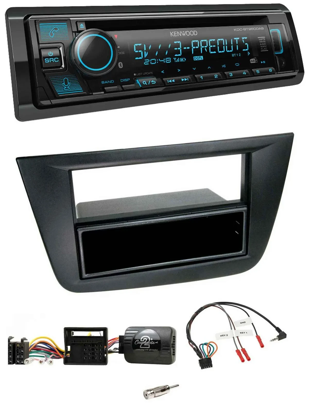 Автомагнитола Kenwood Bluetooth USB CD DAB для Seat Altea/Toledo 2004–2009 с управлением с руля