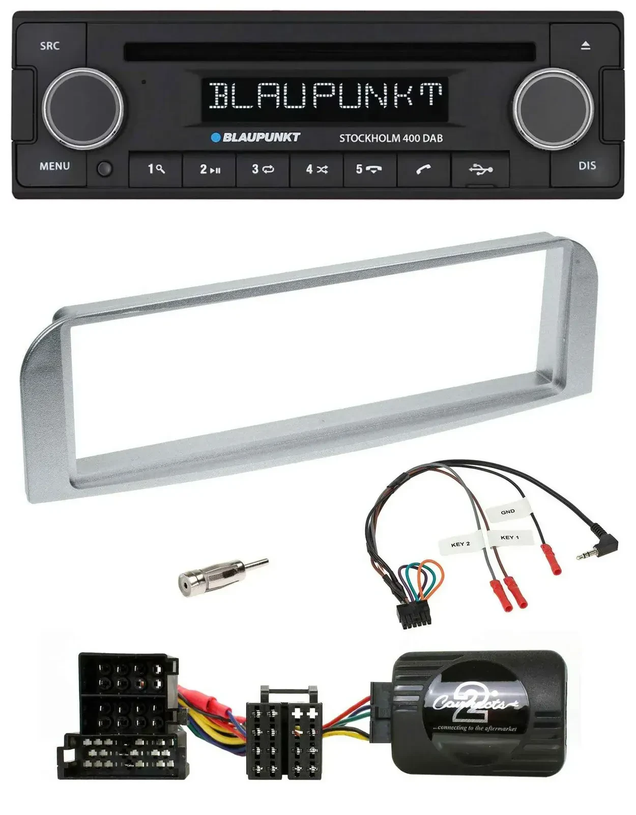 Blaupunkt Lenkrad Bluetooth DAB CD USB Autoradio für Alfa 147 GT silbergrau