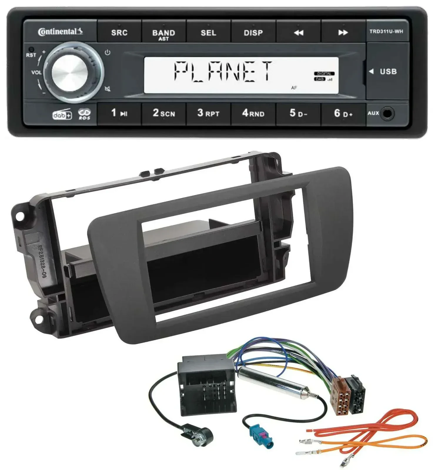 Автомагнитола для Seat Ibiza (с 2012) Continental 1-DIN DAB MP3 USB AUX, цвет Tuam Grey