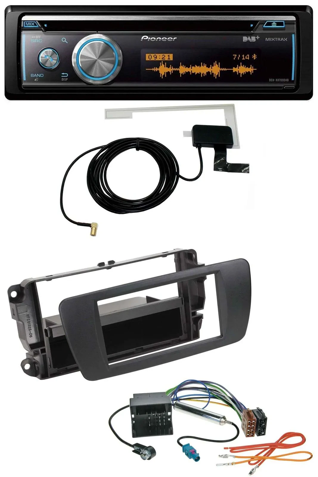 Автомагнитола Pioneer Bluetooth DAB MP3 USB CD для Seat Ibiza 6J (с 2008), чёрный