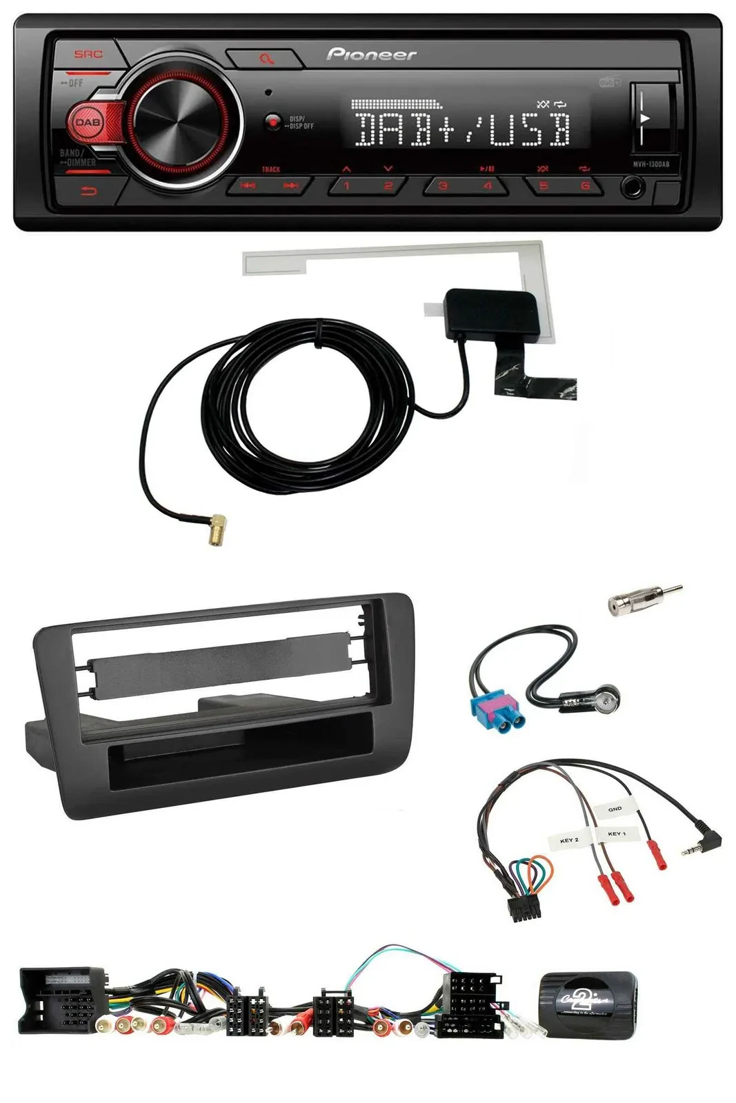 Pioneer 1DIN MP3 DAB USB Lenkrad Autoradio für Audi A1 (2010-2019)