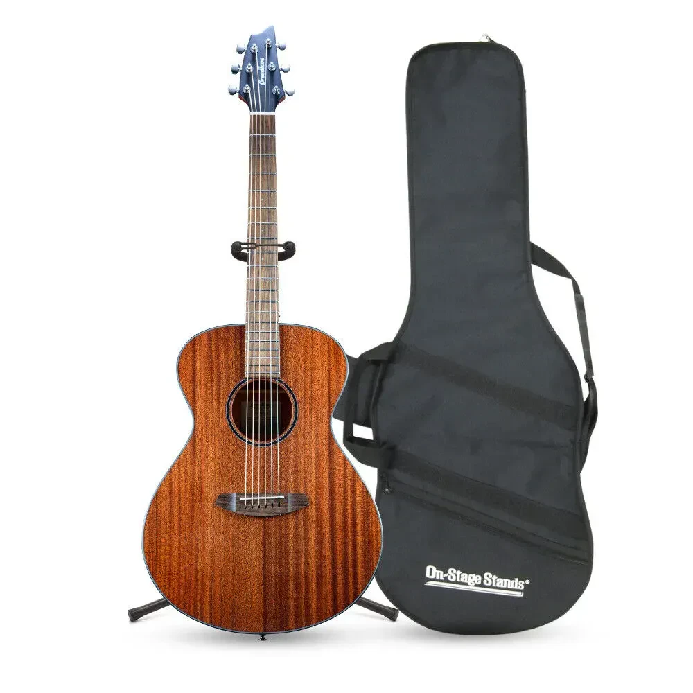 Breedlove Discovery S Concert African Mahogany Guitar Natural Satin Bundle