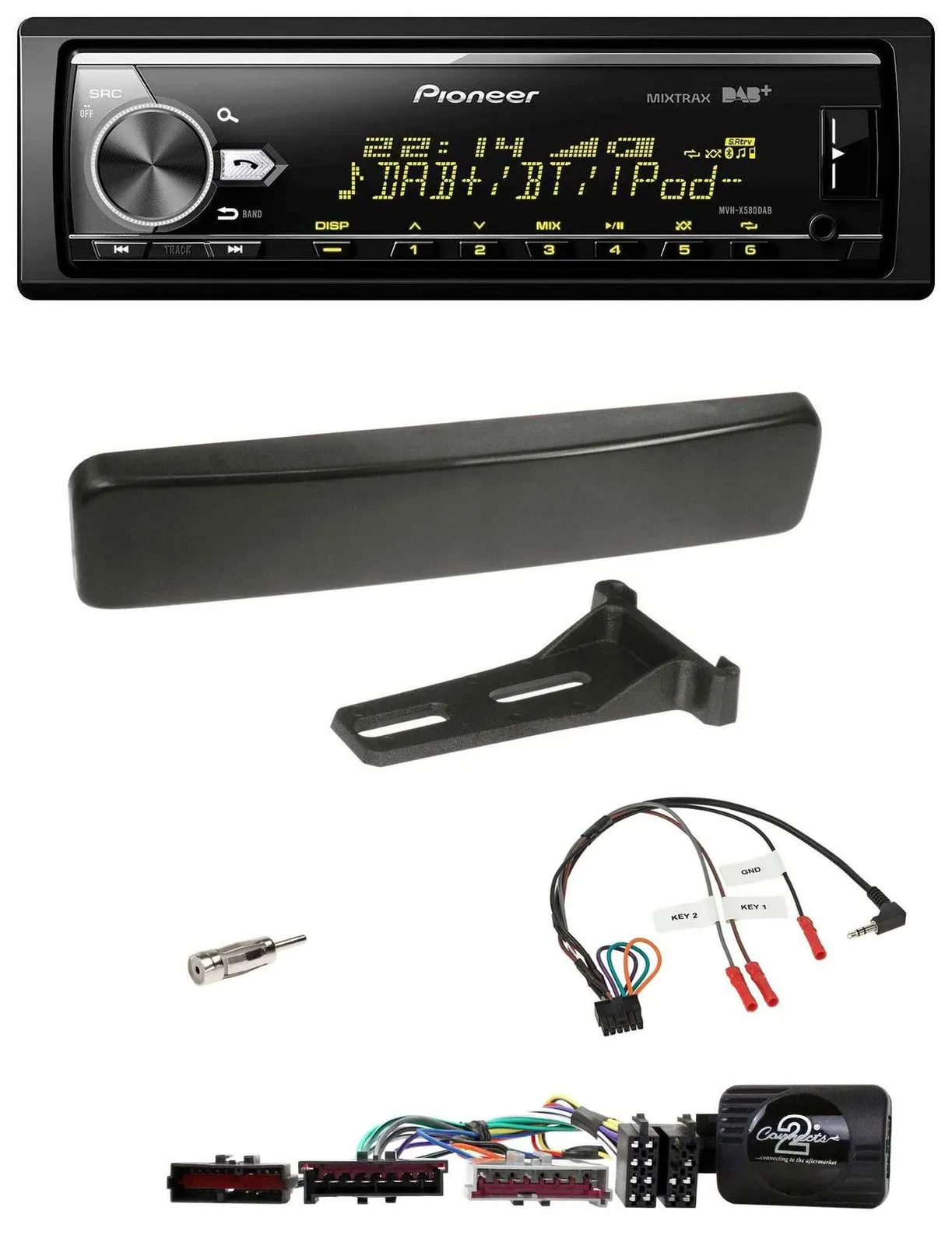 Pioneer Bluetooth USB DAB Lenkrad Autoradio für Ford Focus Mondeo schwarz