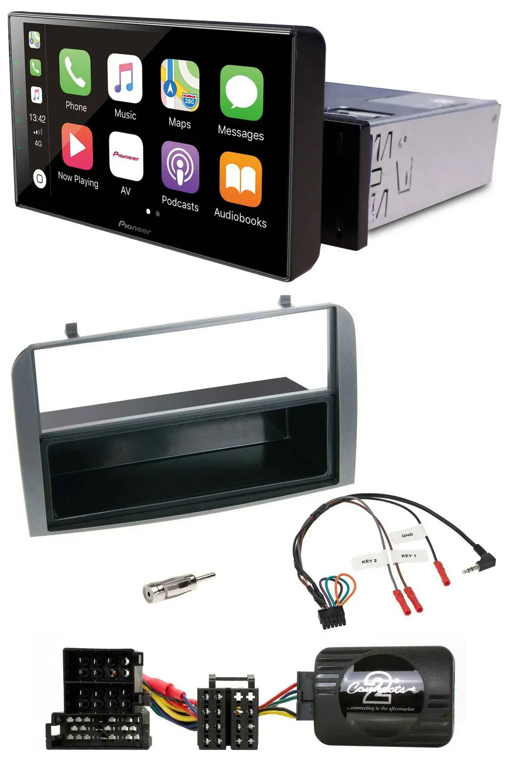 Pioneer Bluetooth Lenkrad DAB USB Autoradio für Alfa 147 GT anthrazit Ablage